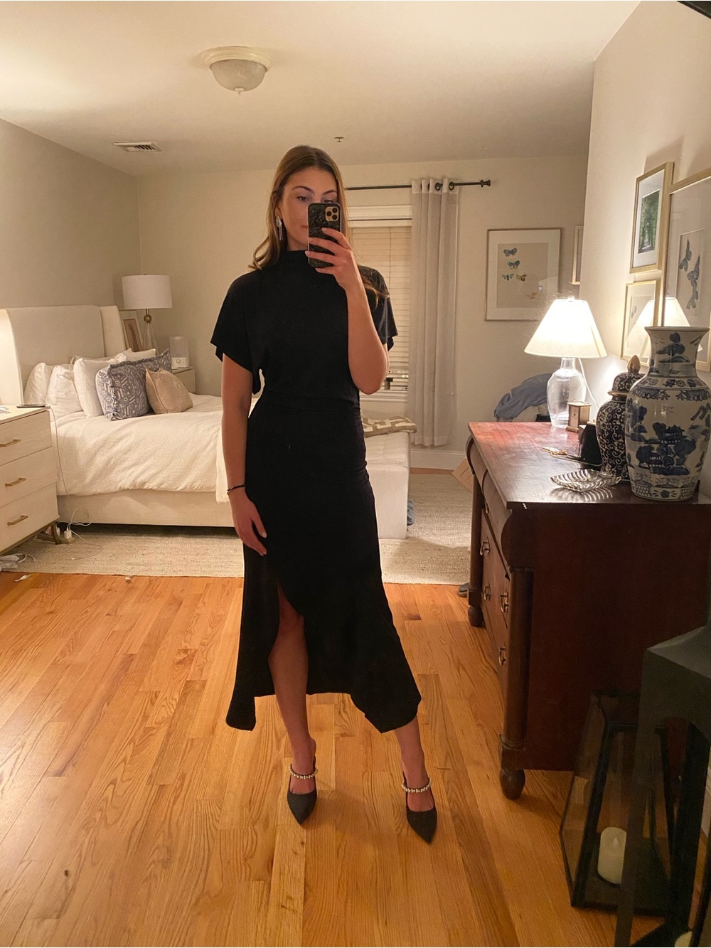 Zara Black Midi Dress with Side Slit